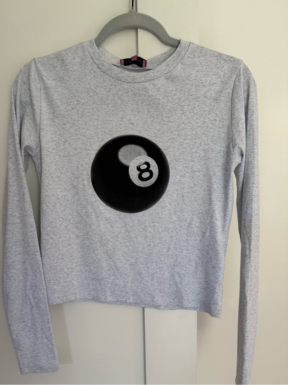 NWT Edikted Gray 8 Ball Long Sleeve Top Size M